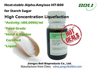 HT-800 80000 U / Ml Alpha Amylase Enzyme الحرارة مستقرة عالية التركيز التسييل