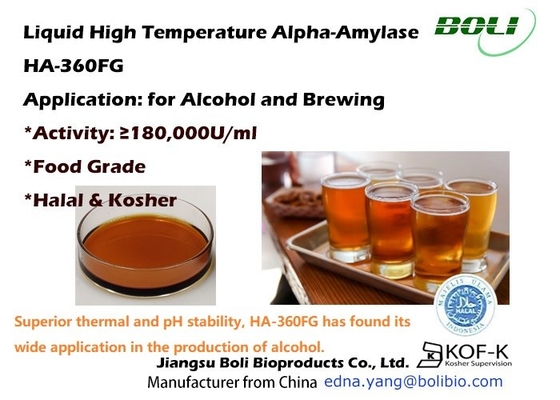 HA 360FG Alpha Amylase Enzyme سائل درجة حرارة عالية 180000 U / Ml