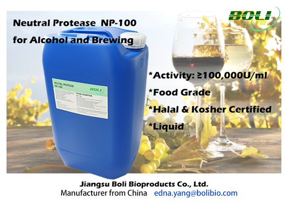 تخمير إنزيم البروتياز المحايد NP-100 لسائل الكحول 100000 وحدة / مل